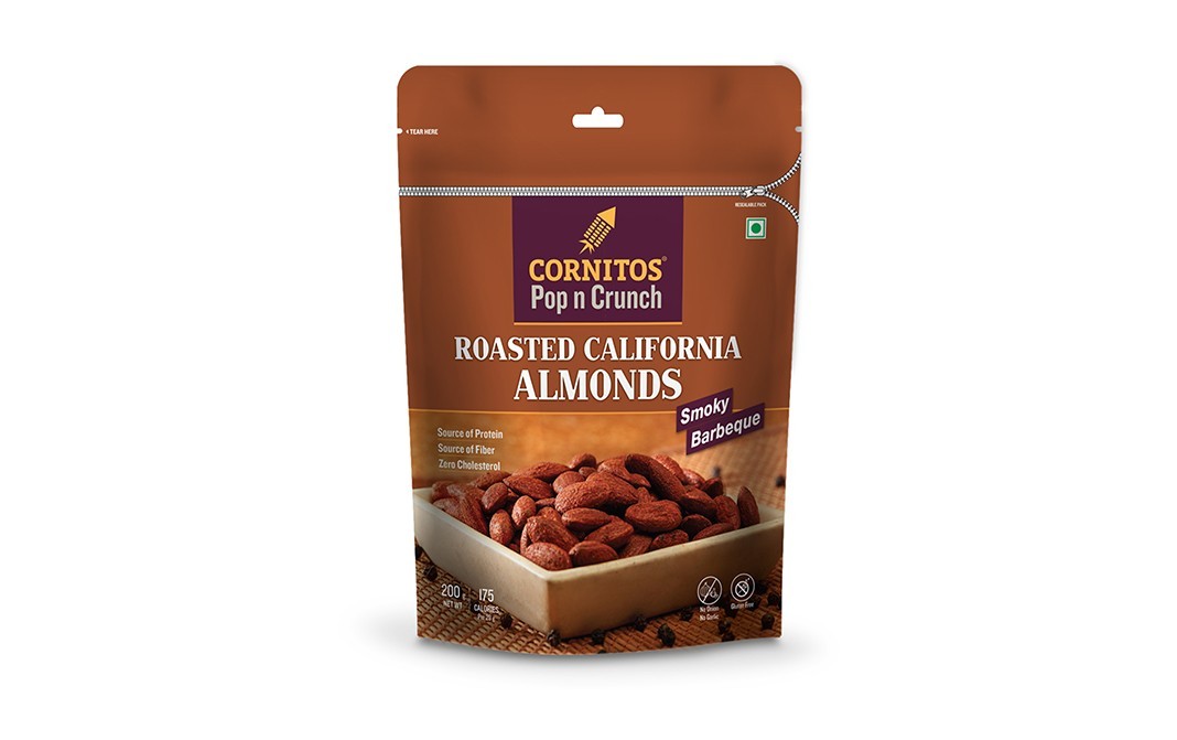 Cornitos Pop n Crunch Roasted California Almonds Smoky Barbeque   Pack  200 grams